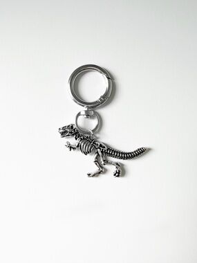 Silver Dino Skeleton Bag Charm | T-Rex Bag Charm